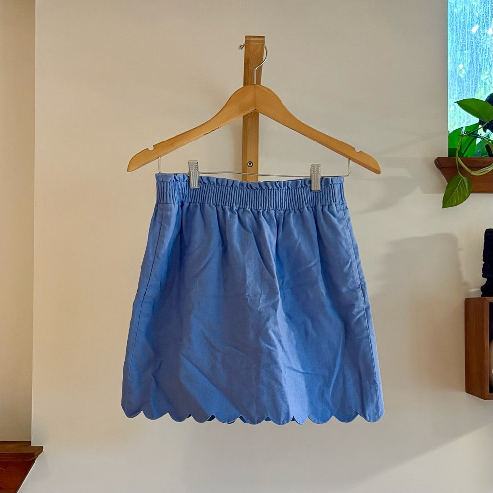 J. Crew Light Blue Mini Skirt with Scalloped Hem